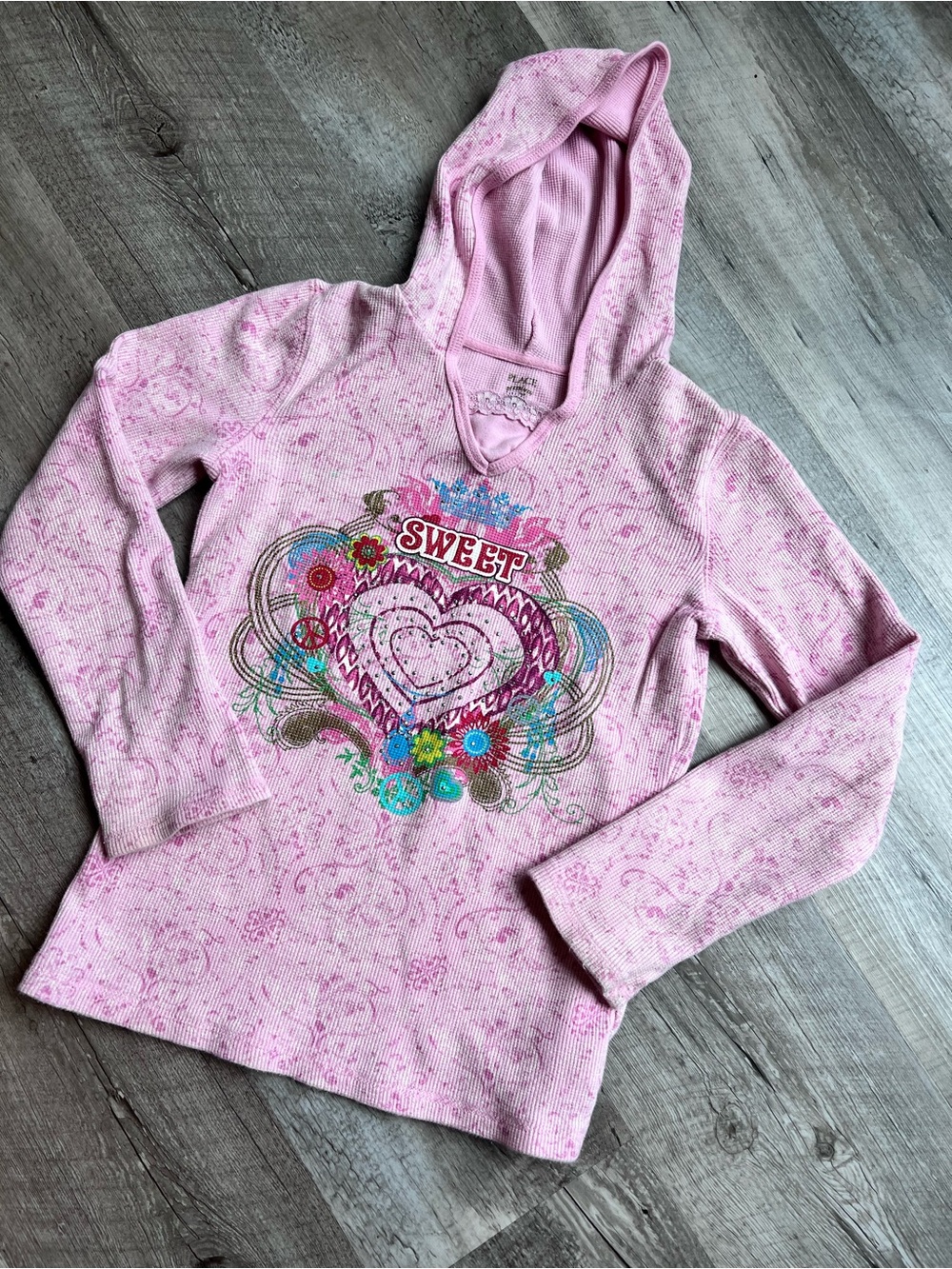 Y2K Pink 'Sweet' Hooded Girls Sweater
